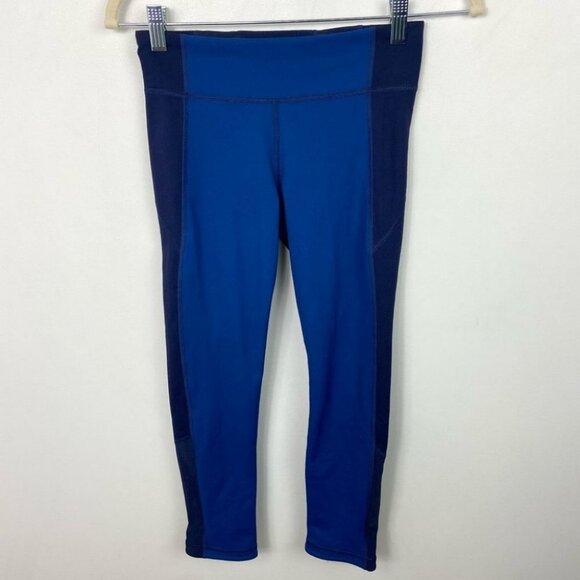Under Armour Colorblock Blue Crop Leggings Size XS Activewear Pants Yoga Stretch - Picture 9 of 9
